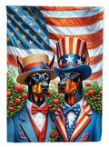 All American Doberman Pinscher House Flag 28x40 Porch Sleeve Pole Decorative Outside Yard Banner Artwork Wall Hanging, Polyester