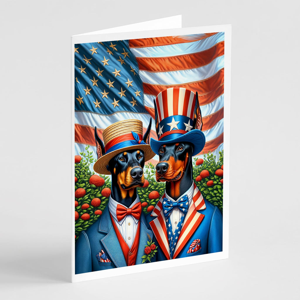 All American Doberman Pinscher Greeting Cards Pack of 8 Blank Cards with Envelopes Whimsical A7 Size 5x7
