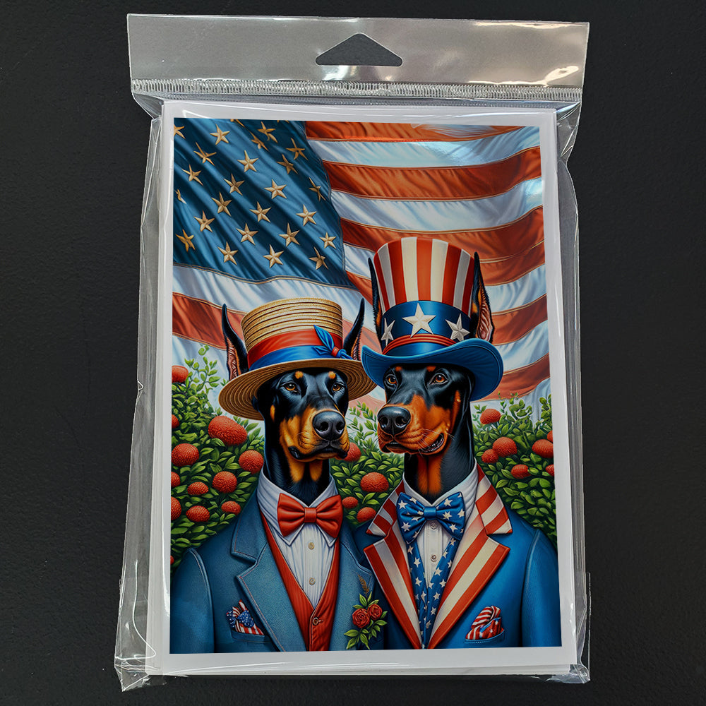 All American Doberman Pinscher Greeting Cards Pack of 8 Blank Cards with Envelopes Whimsical A7 Size 5x7