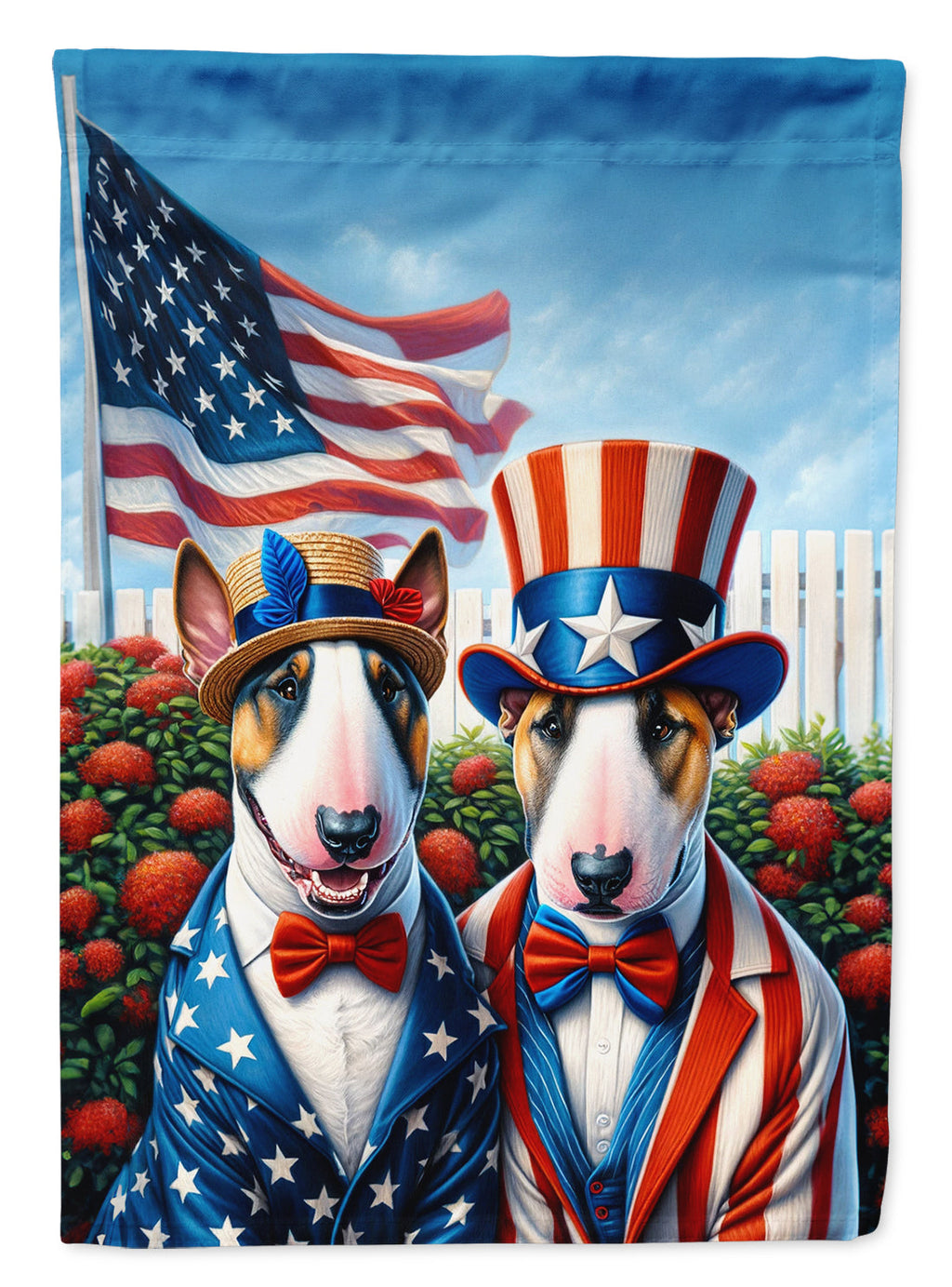 All American English Bull Terrier House Flag 28x40 Porch Sleeve Pole Decorative Outside Yard Banner Artwork Wall Hanging, Polyester