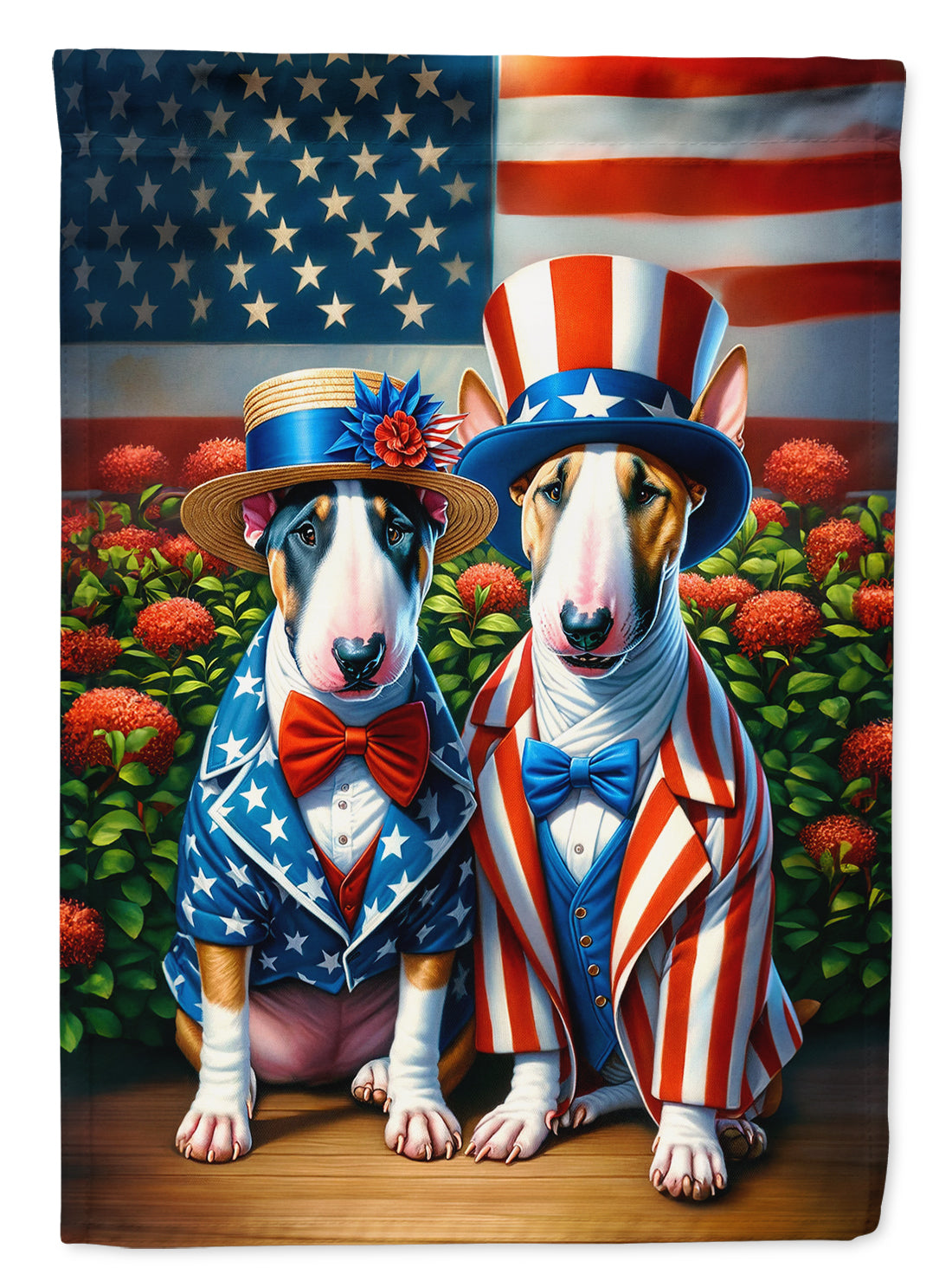 All American English Bull Terrier House Flag 28x40 Porch Sleeve Pole Decorative Outside Yard Banner Artwork Wall Hanging, Polyester