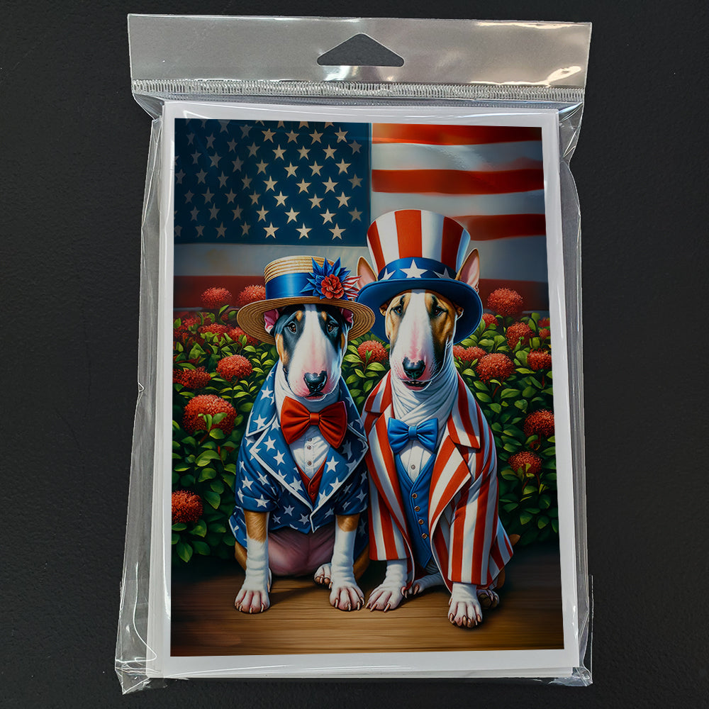 All American English Bull Terrier Greeting Cards Pack of 8 Blank Cards with Envelopes Whimsical A7 Size 5x7