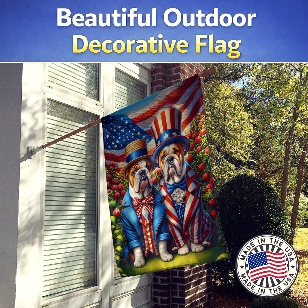 All American English Bulldog House Flag 28x40 Porch Sleeve Pole Decorative Outside Yard Banner Artwork Wall Hanging, Polyester