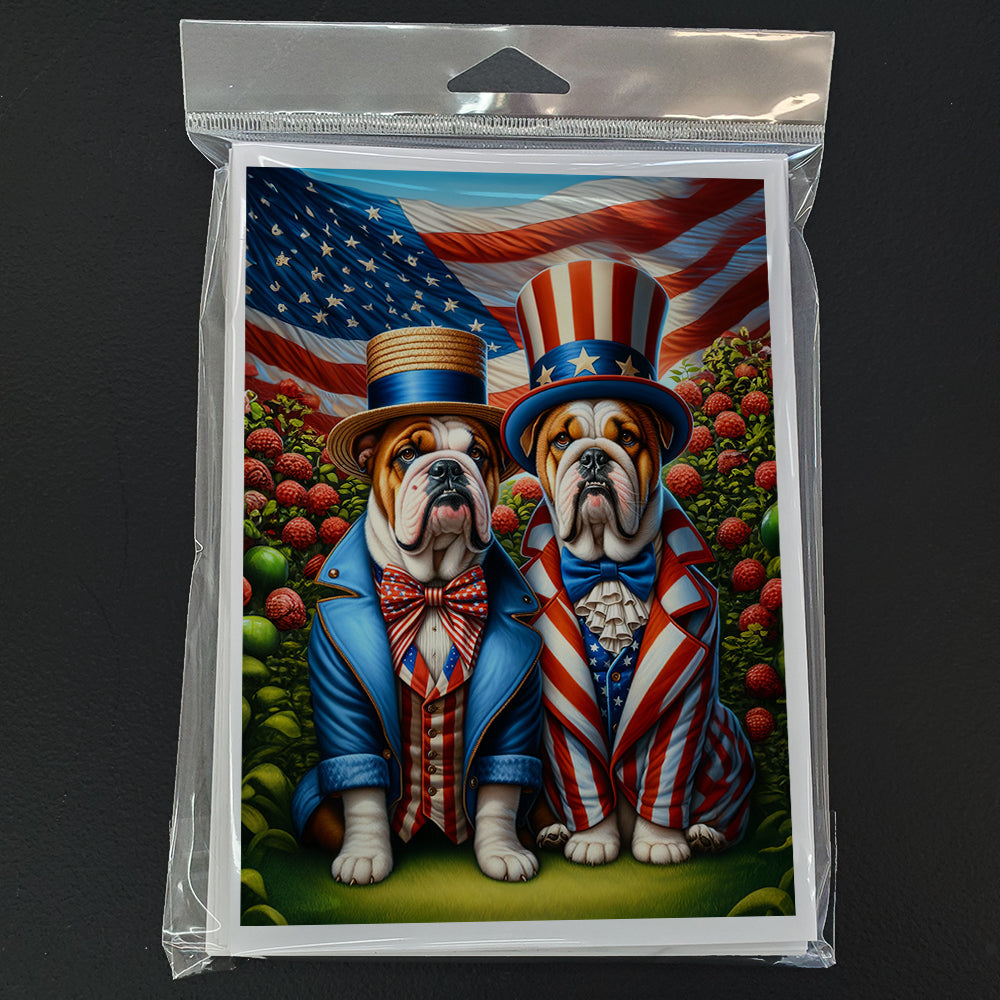 All American English Bulldog Greeting Cards Pack of 8 Blank Cards with Envelopes Whimsical A7 Size 5x7