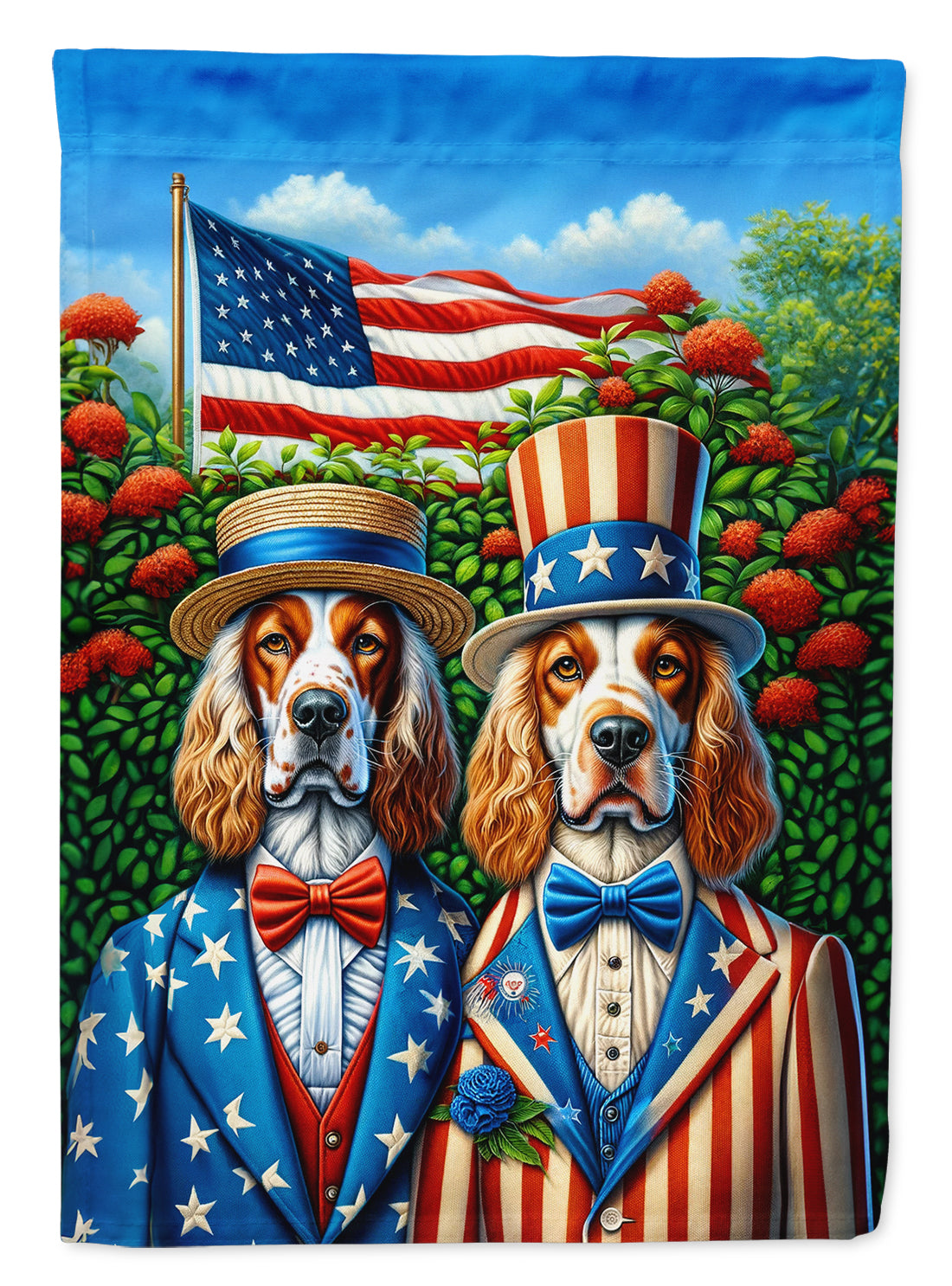 All American English Setter House Flag 28x40 Porch Sleeve Pole Decorative Outside Yard Banner Artwork Wall Hanging, Polyester