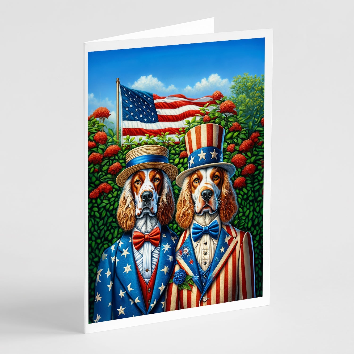 All American English Setter Greeting Cards Pack of 8 Blank Cards with Envelopes Whimsical A7 Size 5x7