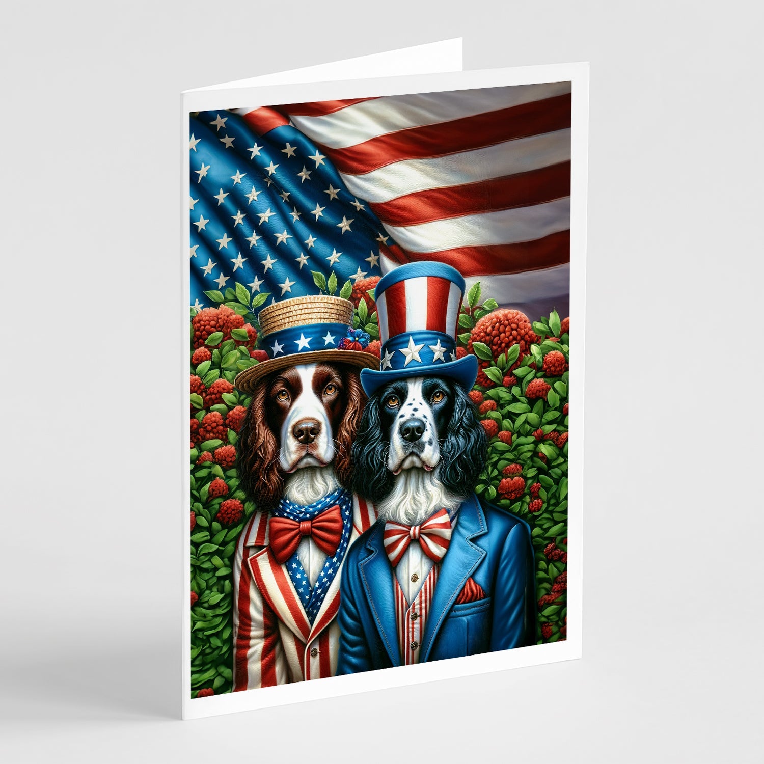 All American English Springer Spaniel Greeting Cards Pack of 8 Blank Cards with Envelopes Whimsical A7 Size 5x7