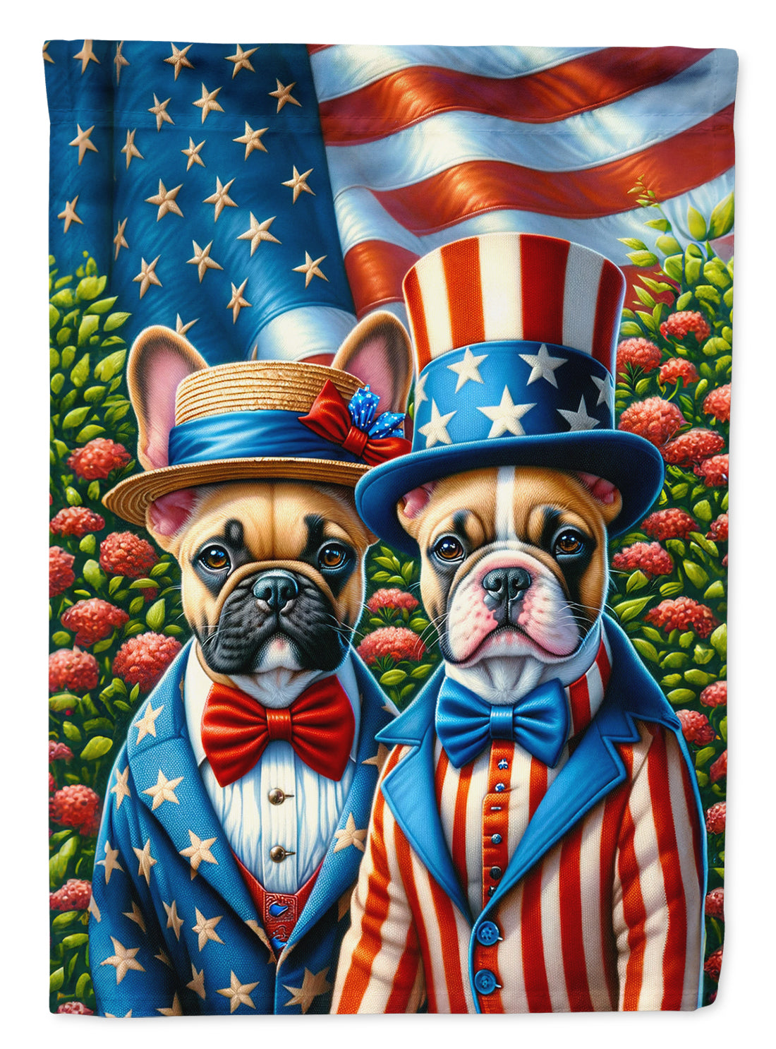 All American French Bulldog House Flag 28x40 Porch Sleeve Pole Decorative Outside Yard Banner Artwork Wall Hanging, Polyester
