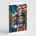 All American French Bulldog Greeting Cards Pack of 8 Blank Cards with Envelopes Whimsical A7 Size 5x7