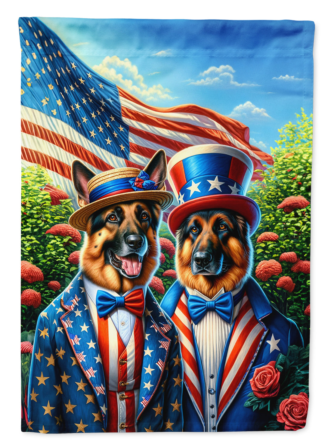 All American German Shepherd House Flag 28x40 Porch Sleeve Pole Decorative Outside Yard Banner Artwork Wall Hanging, Polyester