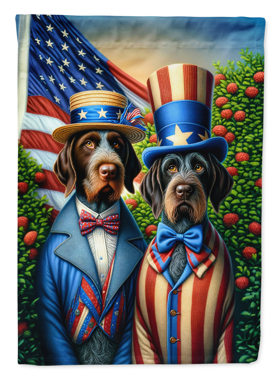 All American German Wirehaired Pointer House Flag 28x40 Porch Sleeve Pole Decorative Outside Yard Banner Artwork Wall Hanging, Polyester