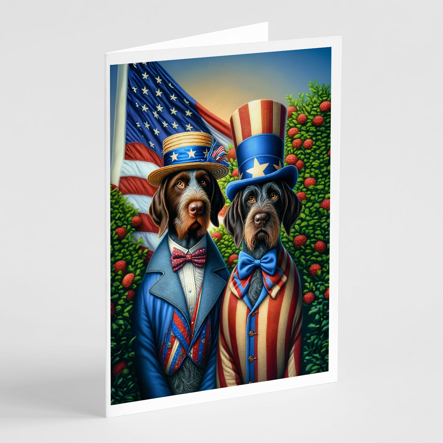 All American German Wirehaired Pointer Greeting Cards Pack of 8 Blank Cards with Envelopes Whimsical A7 Size 5x7