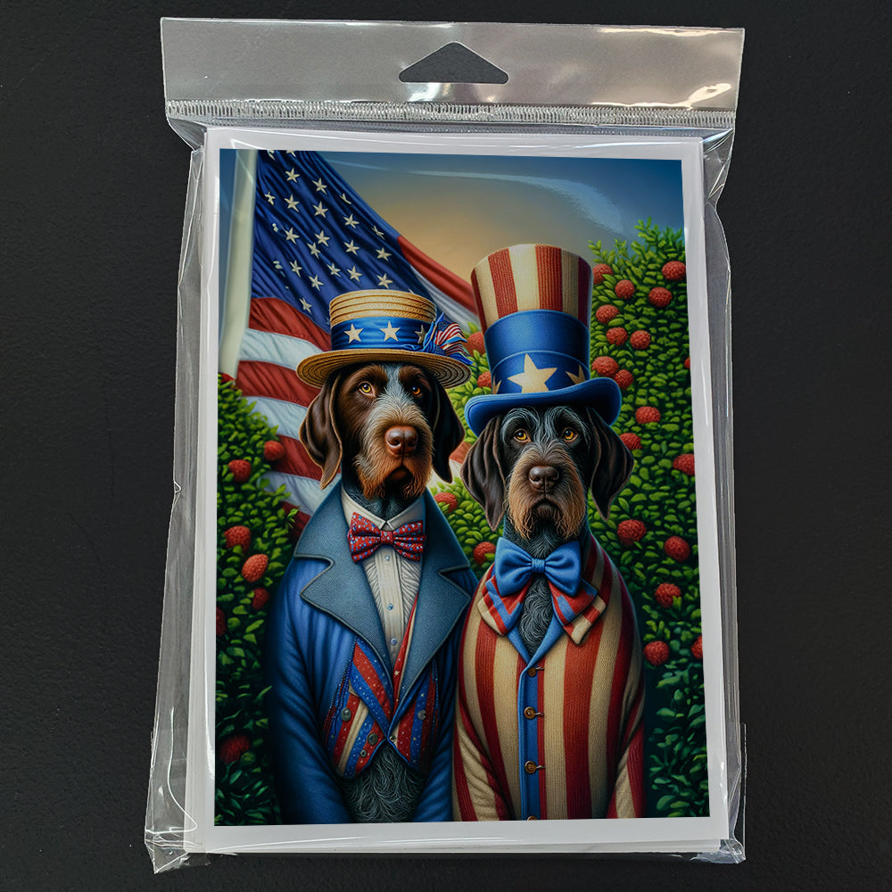 All American German Wirehaired Pointer Greeting Cards Pack of 8 Blank Cards with Envelopes Whimsical A7 Size 5x7