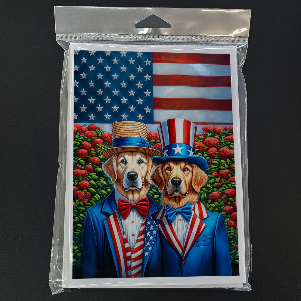 All American Golden Retriever Greeting Cards Pack of 8 Blank Cards with Envelopes Whimsical A7 Size 5x7
