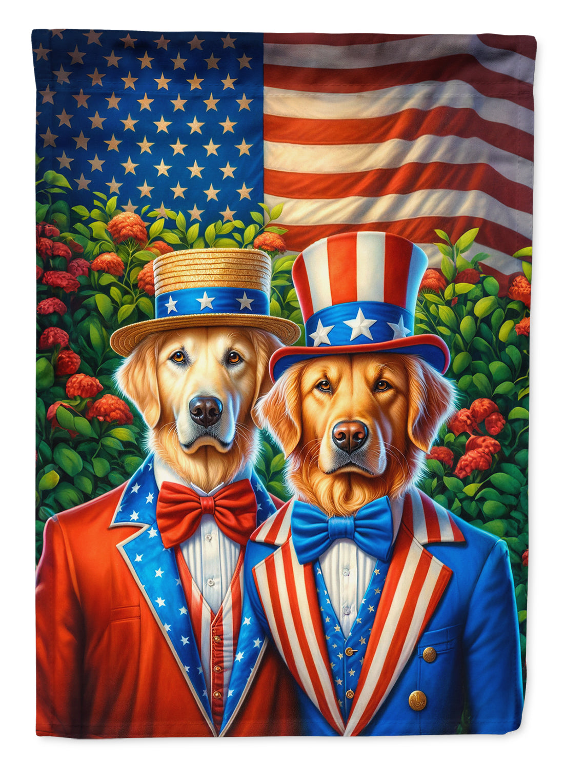 All American Golden Retriever House Flag 28x40 Porch Sleeve Pole Decorative Outside Yard Banner Artwork Wall Hanging, Polyester
