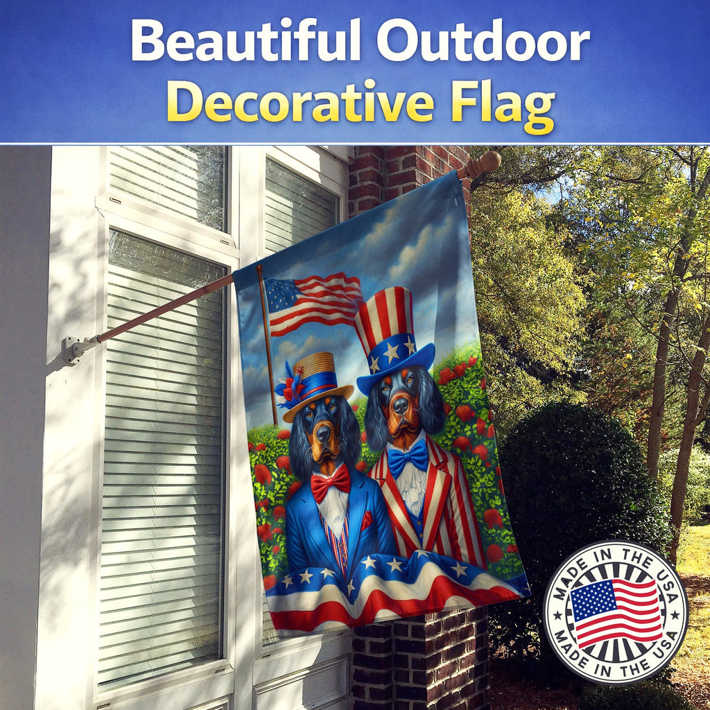 All American Gordon Setter House Flag 28x40 Porch Sleeve Pole Decorative Outside Yard Banner Artwork Wall Hanging, Polyester