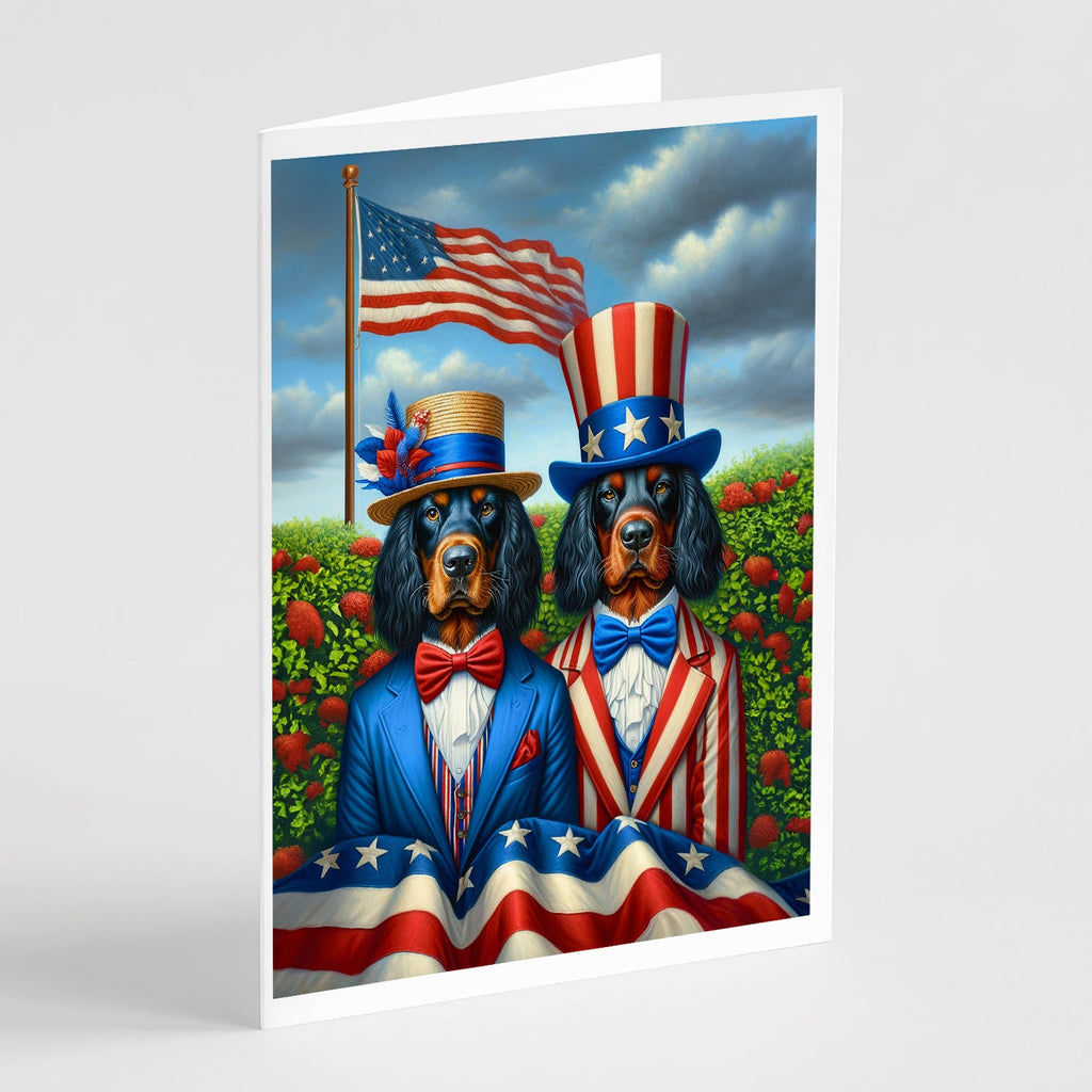 All American Gordon Setter Greeting Cards Pack of 8 Blank Cards with Envelopes Whimsical A7 Size 5x7
