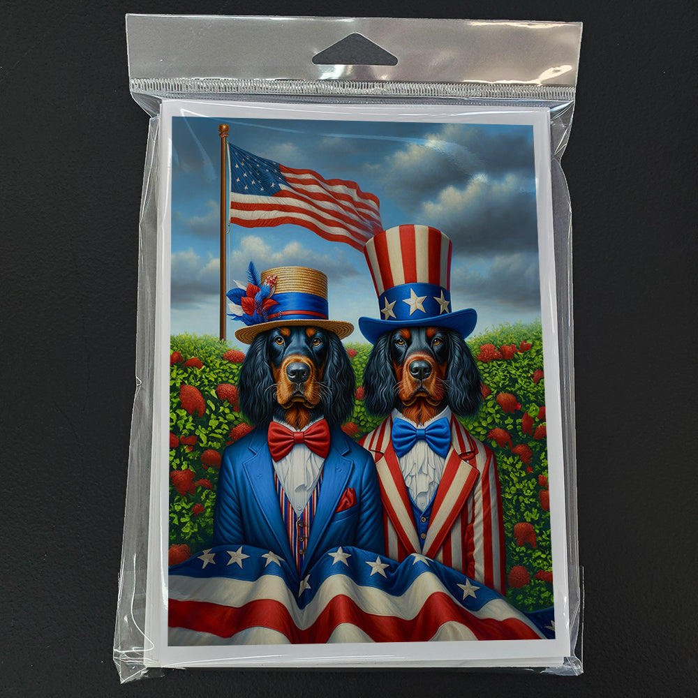 All American Gordon Setter Greeting Cards Pack of 8 Blank Cards with Envelopes Whimsical A7 Size 5x7