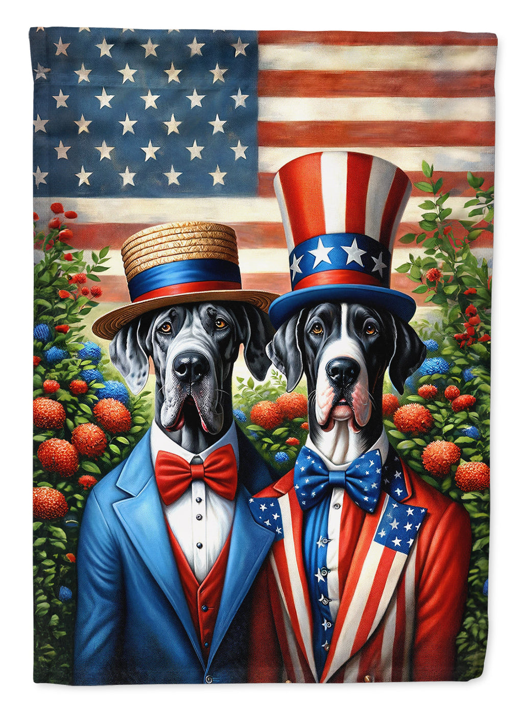 All American Great Dane House Flag 28x40 Porch Sleeve Pole Decorative Outside Yard Banner Artwork Wall Hanging, Polyester