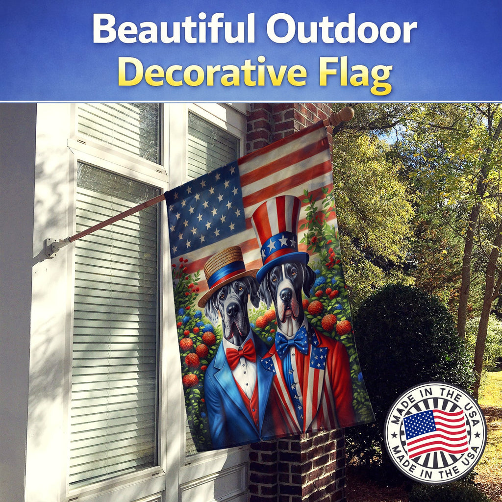 All American Great Dane House Flag 28x40 Porch Sleeve Pole Decorative Outside Yard Banner Artwork Wall Hanging, Polyester