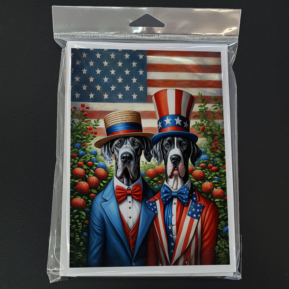 All American Great Dane Greeting Cards Pack of 8 Blank Cards with Envelopes Whimsical A7 Size 5x7