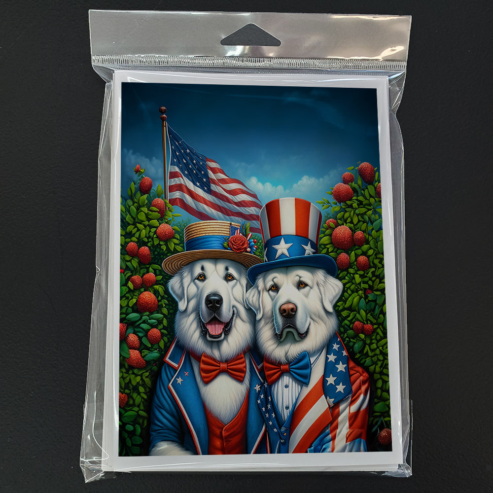 All American Great Pyrenees Greeting Cards Pack of 8 Blank Cards with Envelopes Whimsical A7 Size 5x7