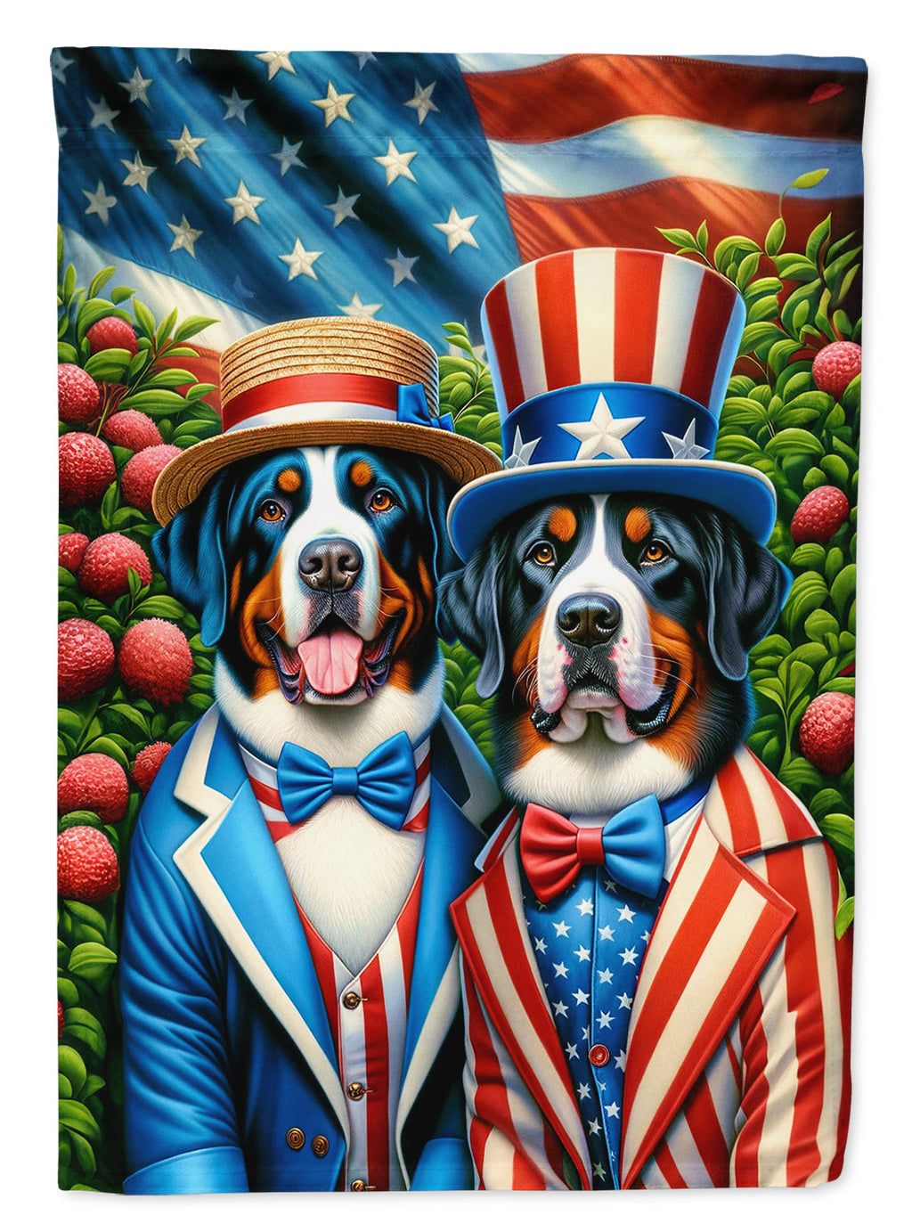 All American Greater Swiss Mountain Dog House Flag 28x40 Porch Sleeve Pole Decorative Outside Yard Banner Artwork Wall Hanging, Polyester