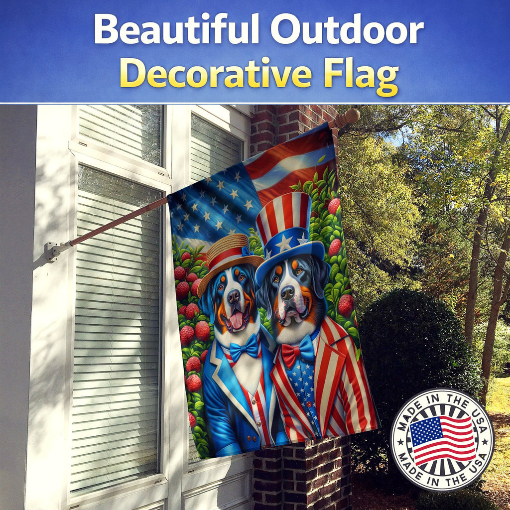 All American Greater Swiss Mountain Dog House Flag 28x40 Porch Sleeve Pole Decorative Outside Yard Banner Artwork Wall Hanging, Polyester