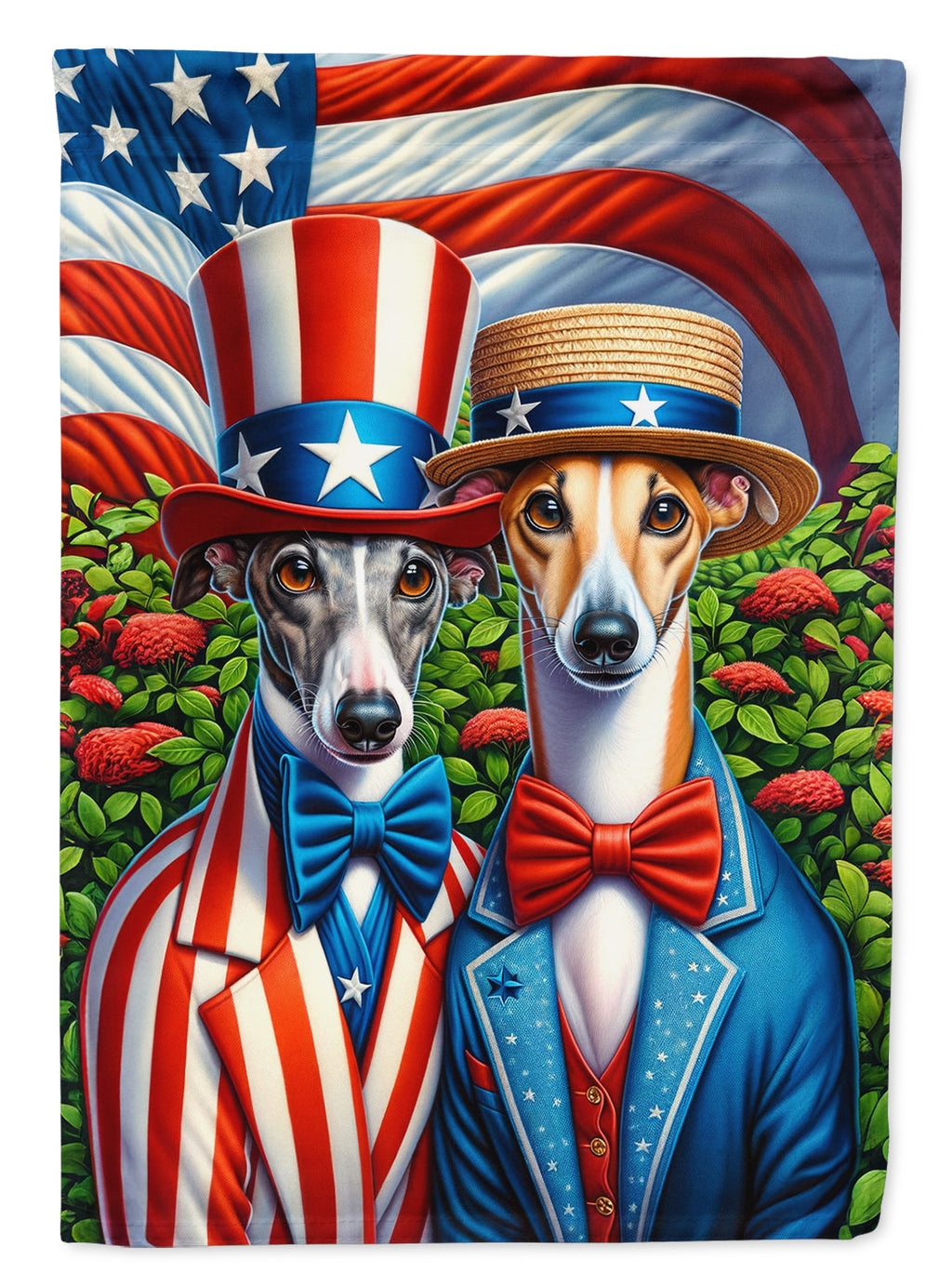 All American Greyhound House Flag 28x40 Porch Sleeve Pole Decorative Outside Yard Banner Artwork Wall Hanging, Polyester