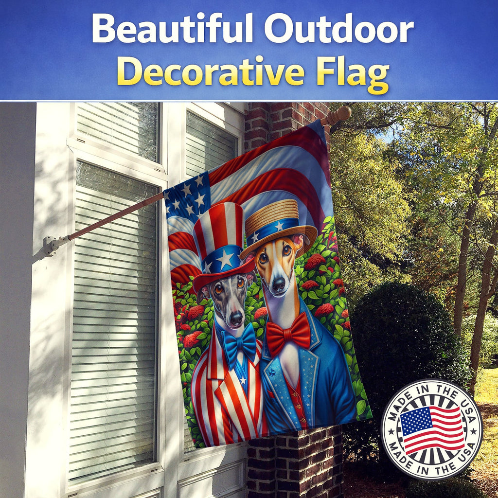 All American Greyhound House Flag 28x40 Porch Sleeve Pole Decorative Outside Yard Banner Artwork Wall Hanging, Polyester