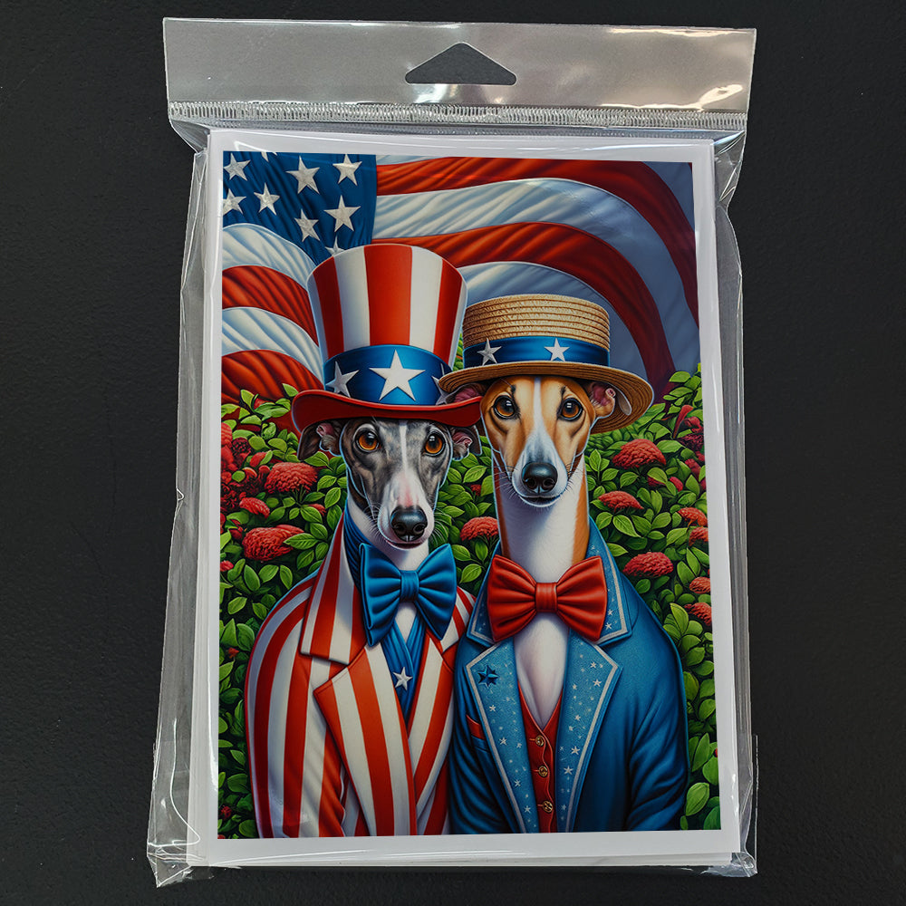 All American Greyhound Greeting Cards Pack of 8 Blank Cards with Envelopes Whimsical A7 Size 5x7
