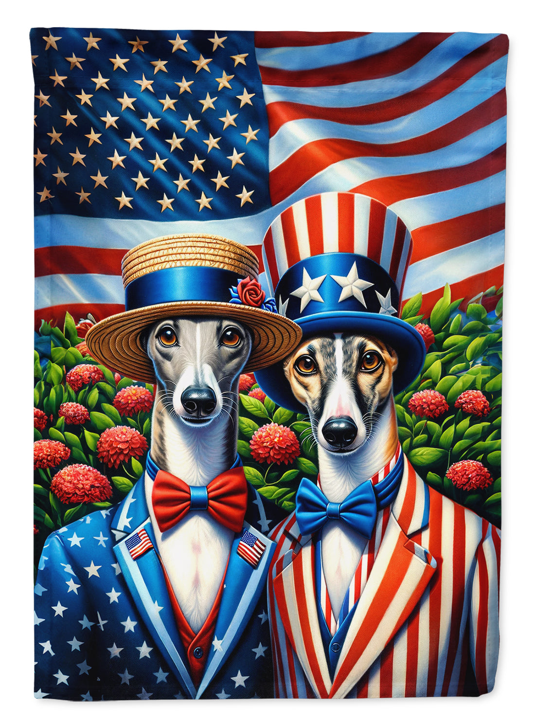 All American Greyhound House Flag 28x40 Porch Sleeve Pole Decorative Outside Yard Banner Artwork Wall Hanging, Polyester