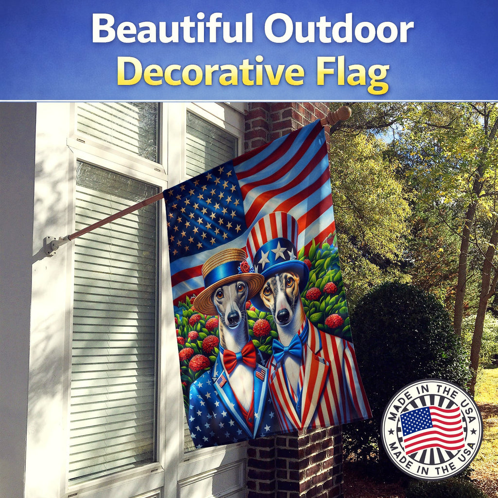 All American Greyhound House Flag 28x40 Porch Sleeve Pole Decorative Outside Yard Banner Artwork Wall Hanging, Polyester
