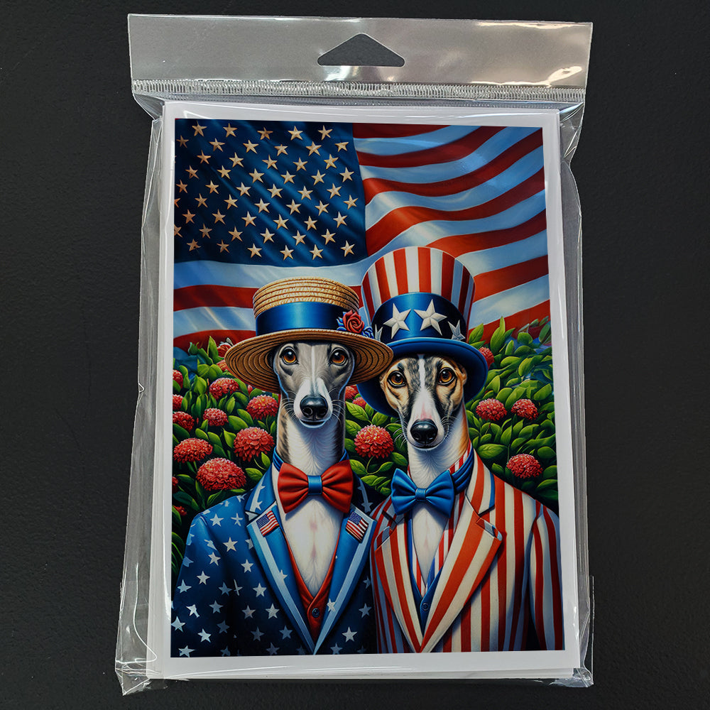 All American Greyhound Greeting Cards Pack of 8 Blank Cards with Envelopes Whimsical A7 Size 5x7