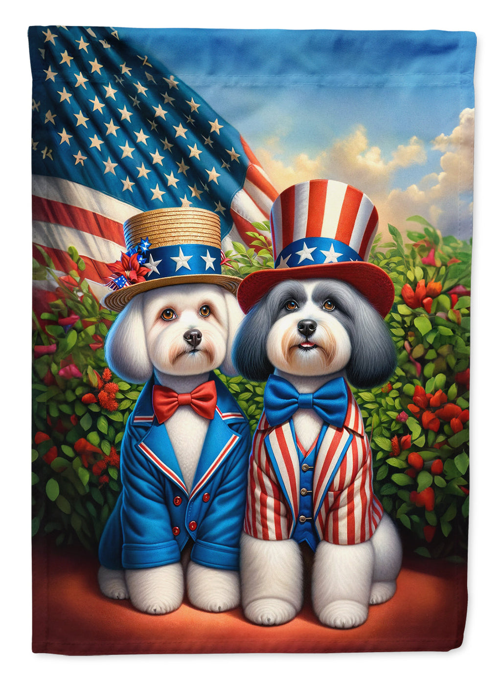 All American Havanese House Flag 28x40 Porch Sleeve Pole Decorative Outside Yard Banner Artwork Wall Hanging, Polyester