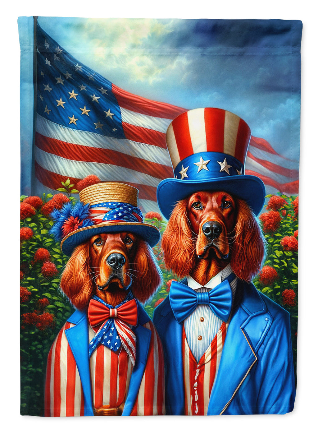 All American Irish Setter House Flag 28x40 Porch Sleeve Pole Decorative Outside Yard Banner Artwork Wall Hanging, Polyester