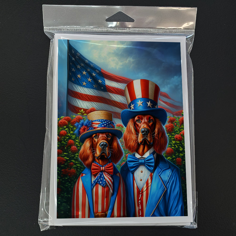 All American Irish Setter Greeting Cards Pack of 8 Blank Cards with Envelopes Whimsical A7 Size 5x7