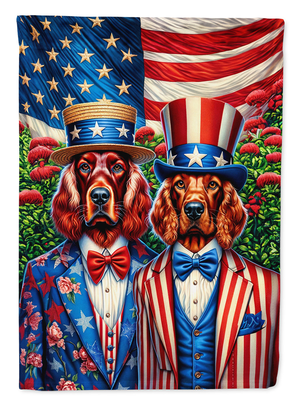 All American Irish Setter House Flag 28x40 Porch Sleeve Pole Decorative Outside Yard Banner Artwork Wall Hanging, Polyester