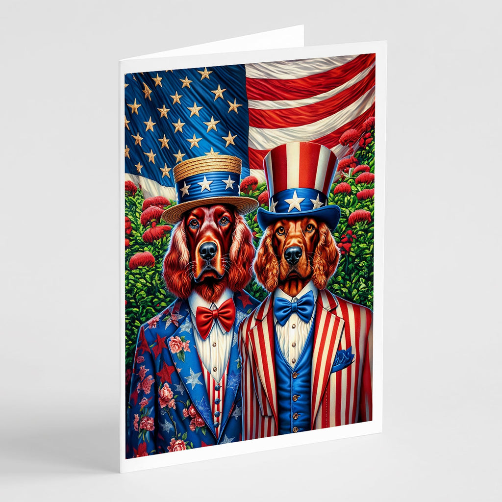 All American Irish Setter Greeting Cards Pack of 8 Blank Cards with Envelopes Whimsical A7 Size 5x7
