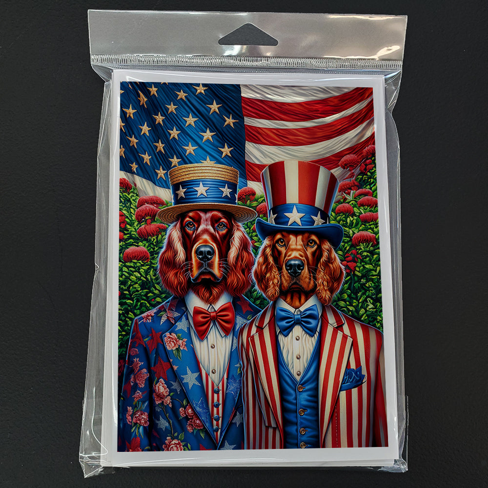 All American Irish Setter Greeting Cards Pack of 8 Blank Cards with Envelopes Whimsical A7 Size 5x7