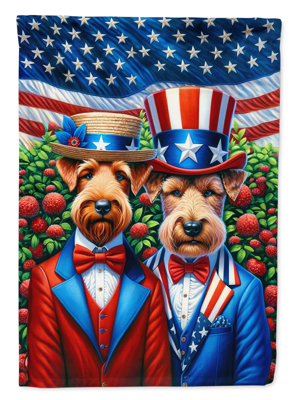 All American Irish Terrier House Flag 28x40 Porch Sleeve Pole Decorative Outside Yard Banner Artwork Wall Hanging, Polyester