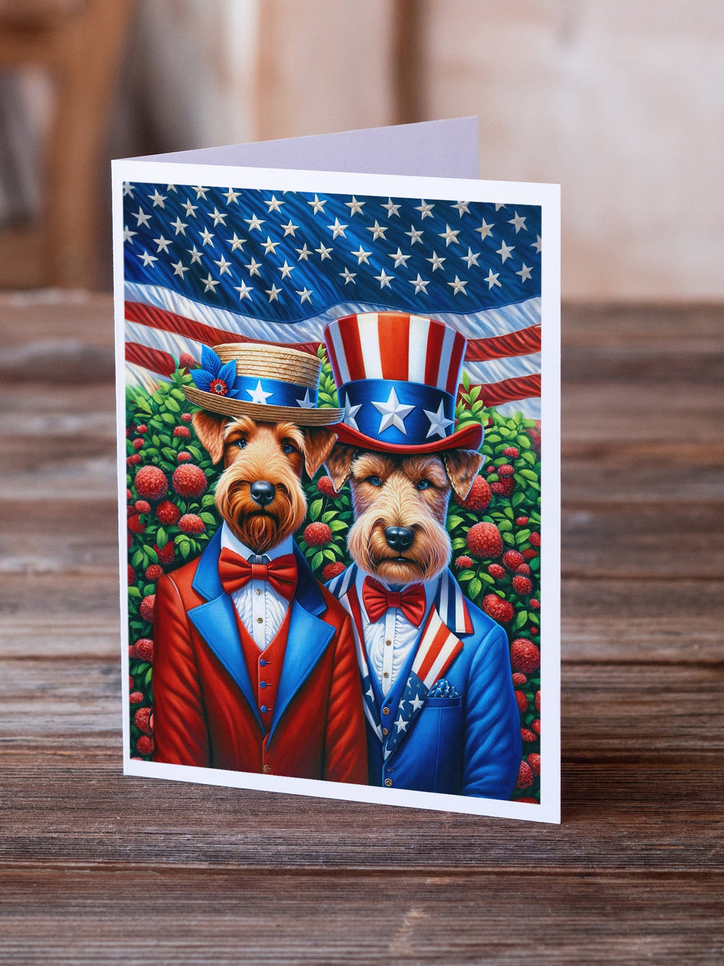 All American Irish Terrier Greeting Cards Pack of 8 Blank Cards with Envelopes Whimsical A7 Size 5x7