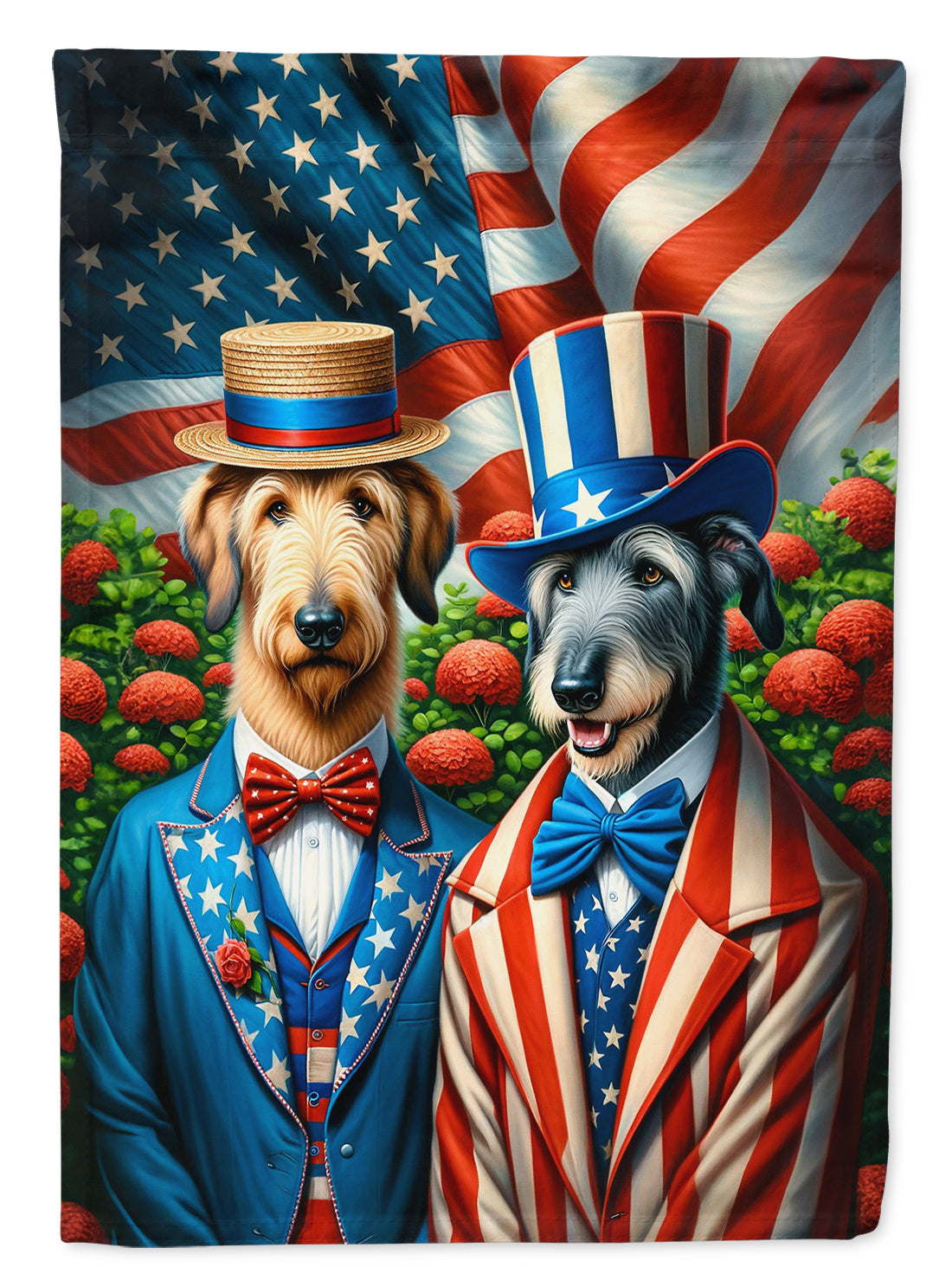 All American Irish Wolfhound House Flag 28x40 Porch Sleeve Pole Decorative Outside Yard Banner Artwork Wall Hanging, Polyester