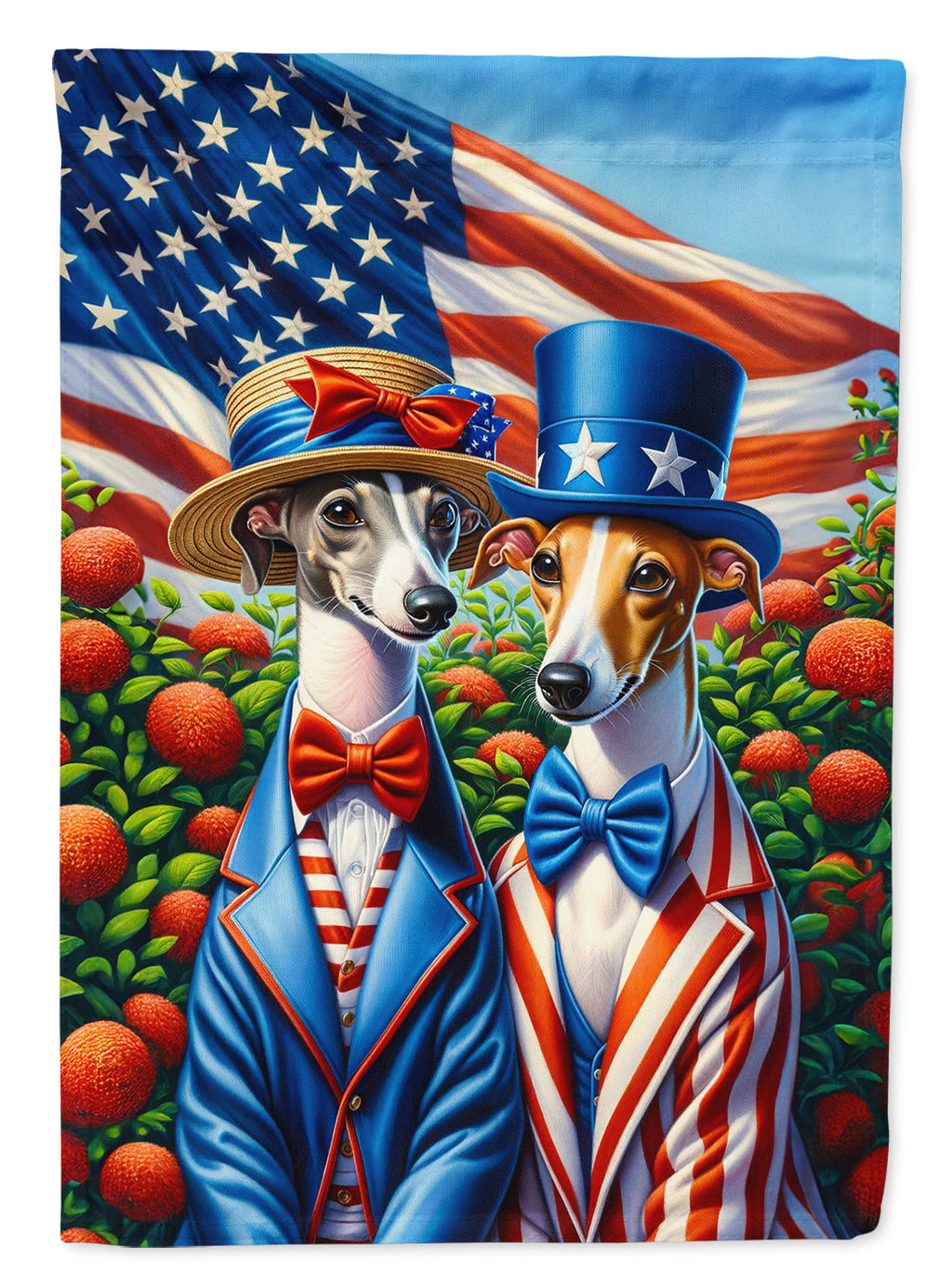 All American Italian Greyhound House Flag 28x40 Porch Sleeve Pole Decorative Outside Yard Banner Artwork Wall Hanging, Polyester