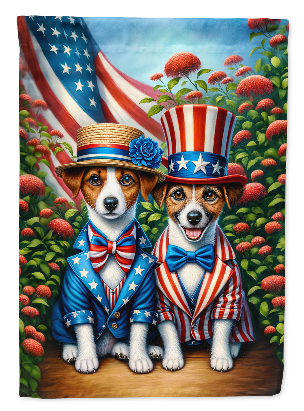 All American Jack Russell Terrier House Flag 28x40 Porch Sleeve Pole Decorative Outside Yard Banner Artwork Wall Hanging, Polyester