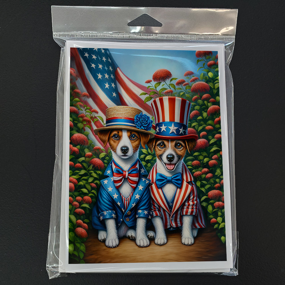 All American Jack Russell Terrier Greeting Cards Pack of 8 Blank Cards with Envelopes Whimsical A7 Size 5x7