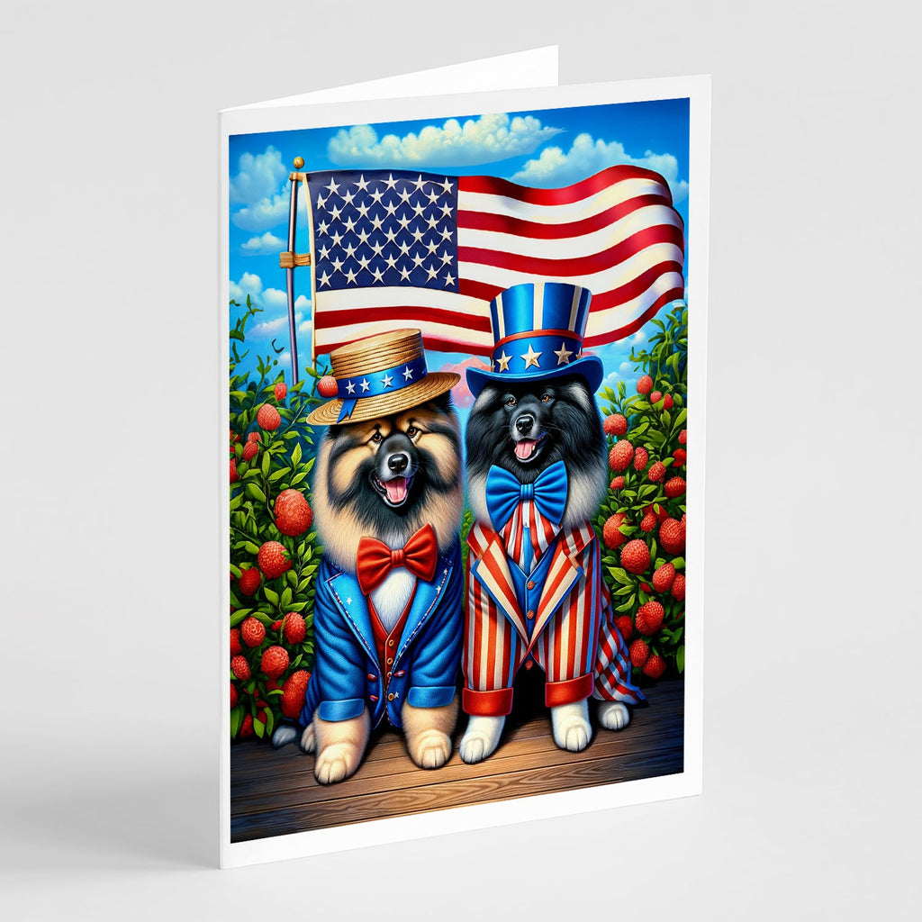 All American Keeshond Greeting Cards Pack of 8 Blank Cards with Envelopes Whimsical A7 Size 5x7