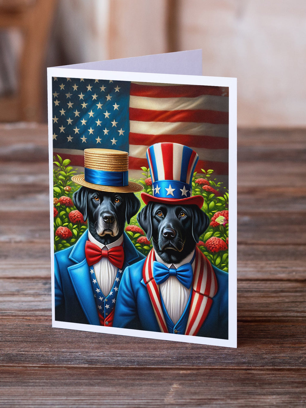 All American Labrador Retriever Greeting Cards Pack of 8 Blank Cards with Envelopes Whimsical A7 Size 5x7