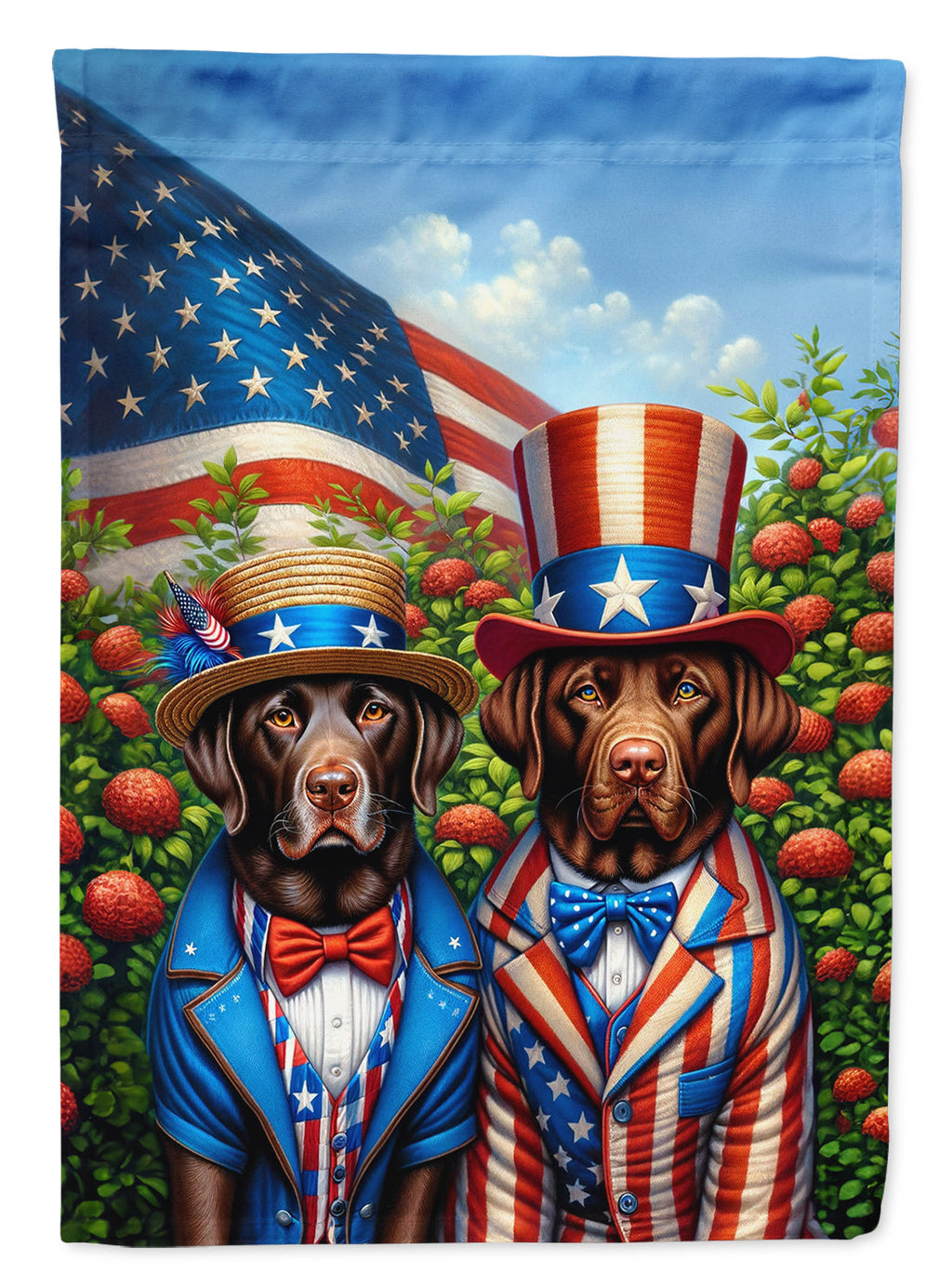 All American Labrador Retriever House Flag 28x40 Porch Sleeve Pole Decorative Outside Yard Banner Artwork Wall Hanging, Polyester
