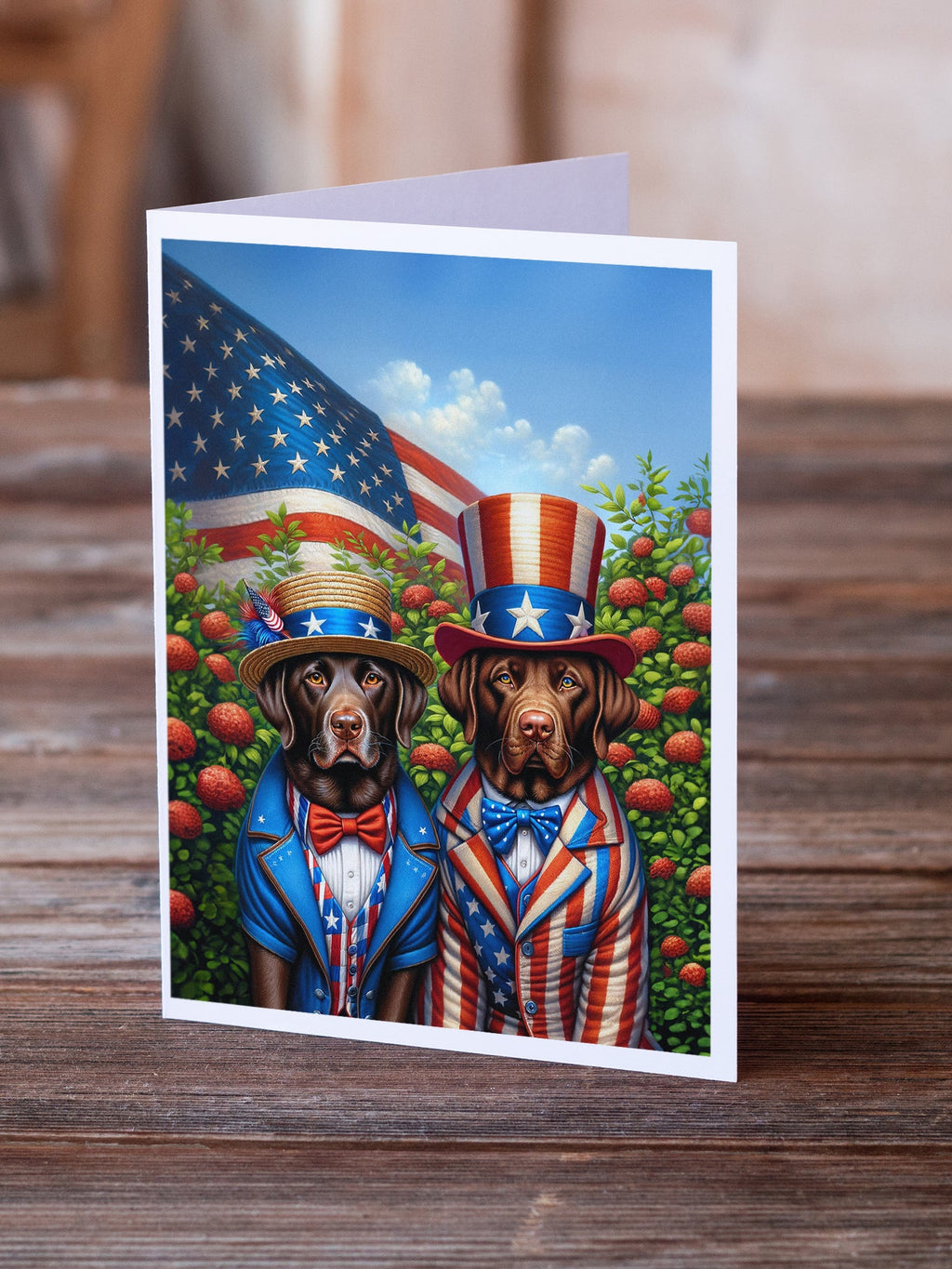 All American Labrador Retriever Greeting Cards Pack of 8 Blank Cards with Envelopes Whimsical A7 Size 5x7